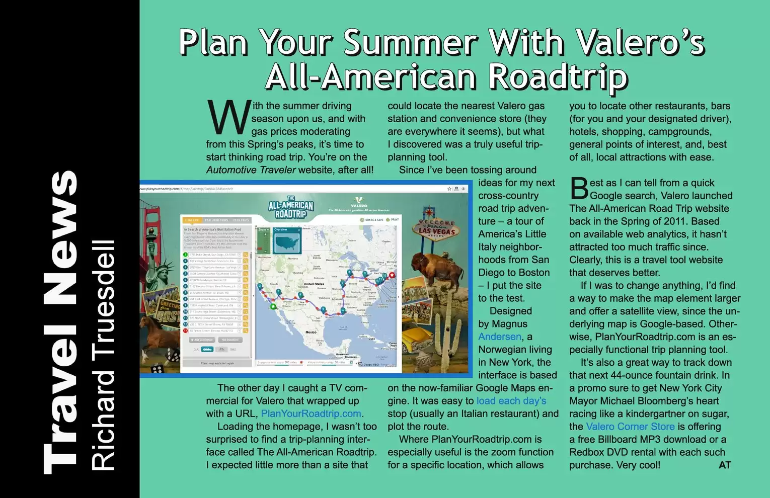 Automotive Traveler Magazine: 2012 06 Valero All-American Road Trip Page 1