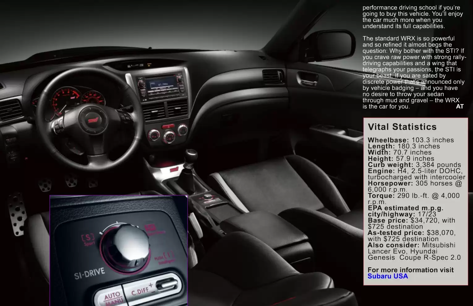 Automotive Traveler Magazine: 2010 09 Behind The Wheel 2011 Subaru WRX STI Page 4