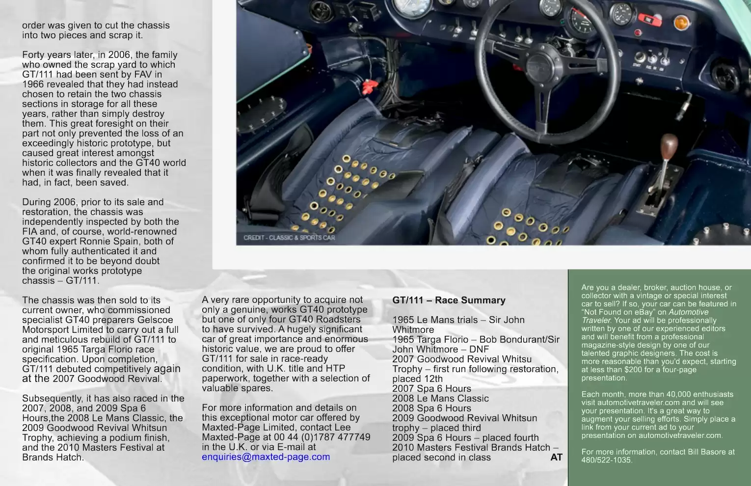 Automotive Traveler Magazine: 2010 09 Not Found On EBay Ford GT40 Page 4