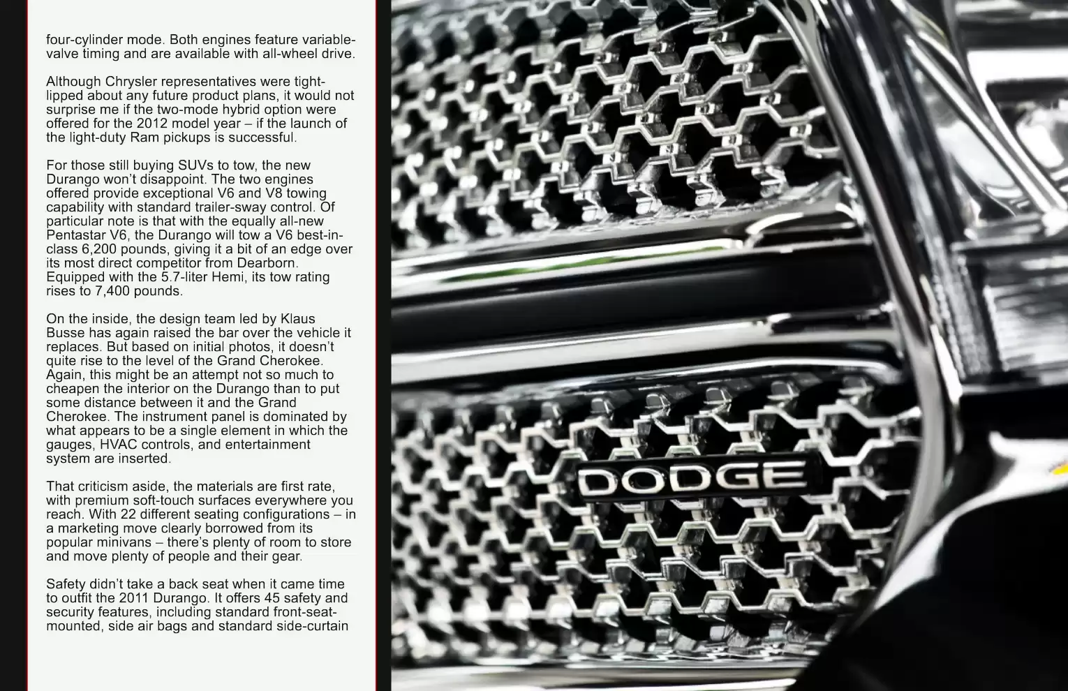 Automotive Traveler Magazine: 2010 09 Sneak Peek 2011 Dodge Durango Page 4