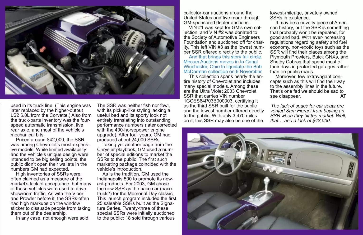 Automotive Traveler Magazine: 2010 10 2003 Chevrolet SSR Roadster Page 3