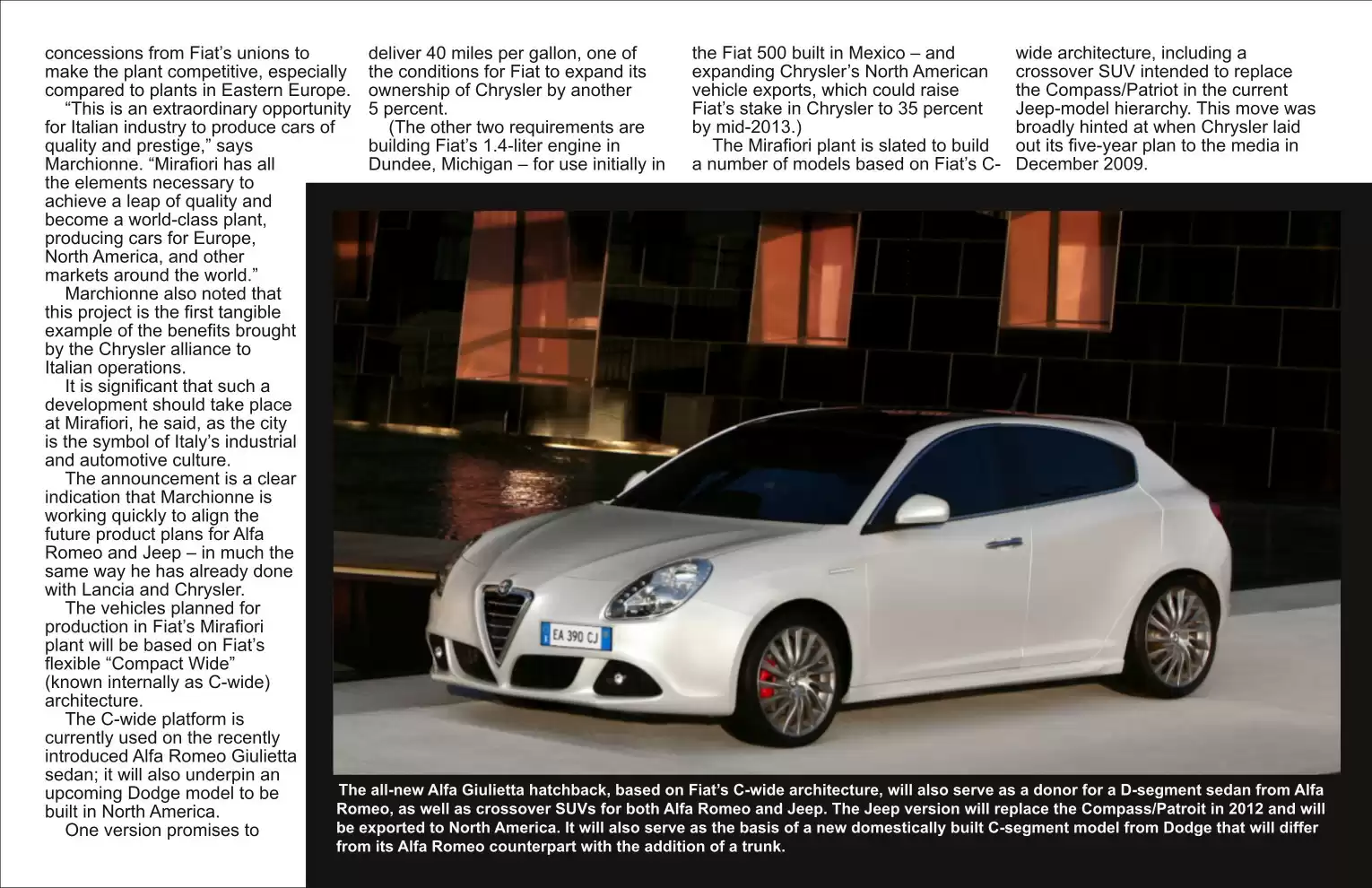 Automotive Traveler Magazine: 2010 11 Fiat Chrysler Integration Accelerated Page 2