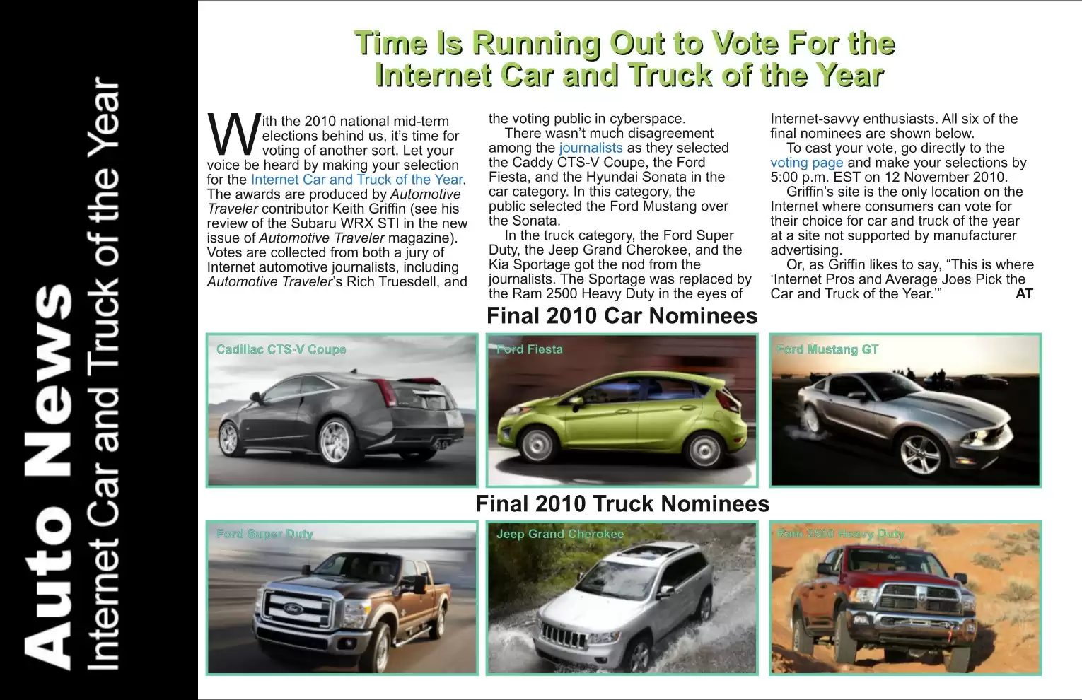 Automotive Traveler Magazine: 2010 11 Internet Car And Truck Of The Year Page 1