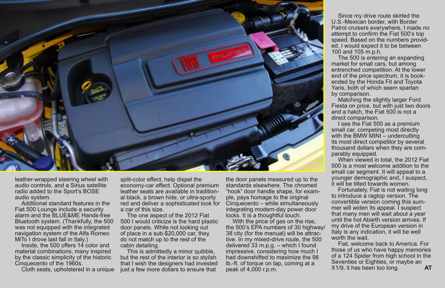 Automotive Traveler Magazine: 2011 01 2012 Fiat 500 Page 7