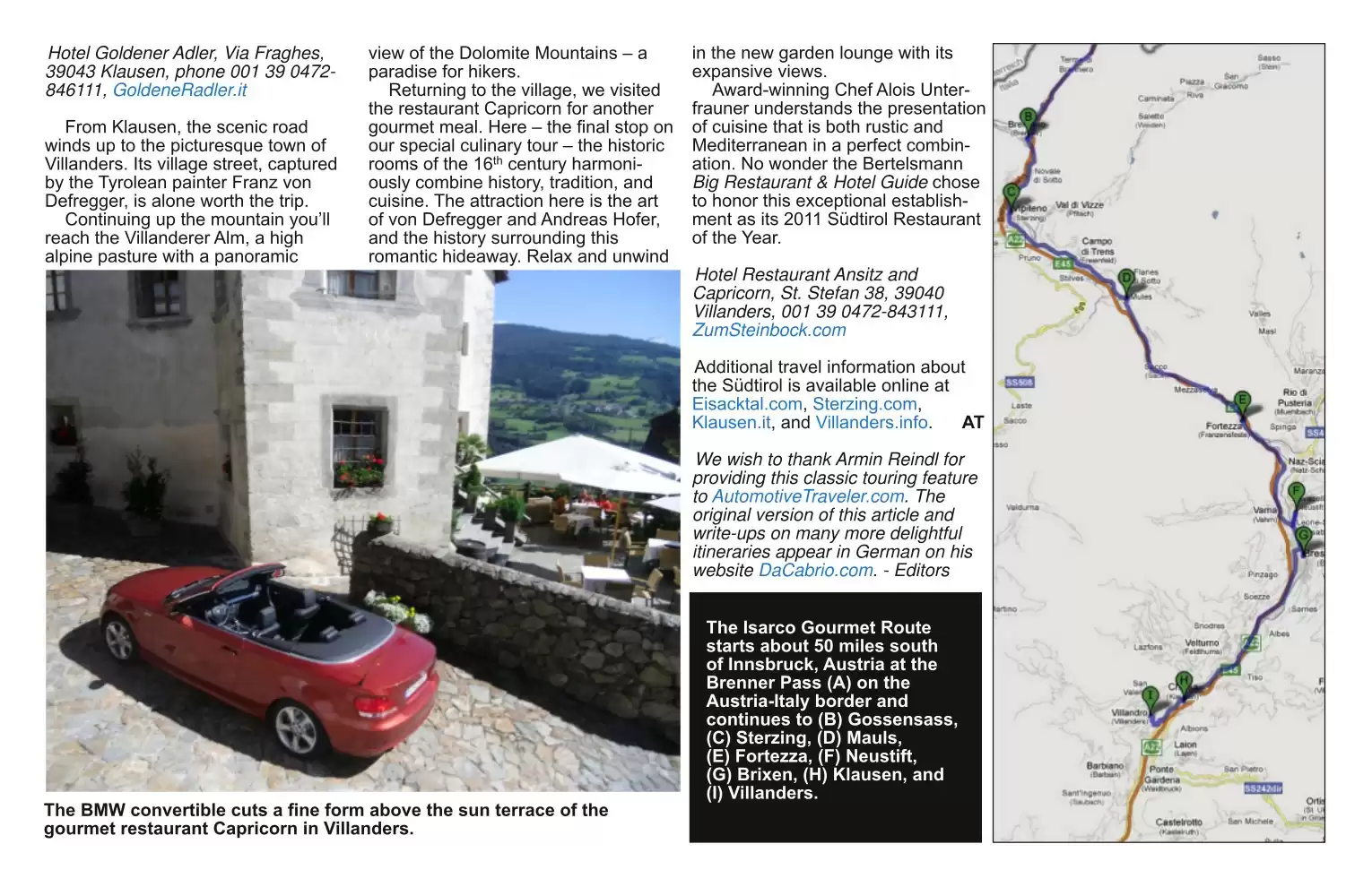Automotive Traveler Magazine: 2011 01 Isarco Gourmet Route Page 4
