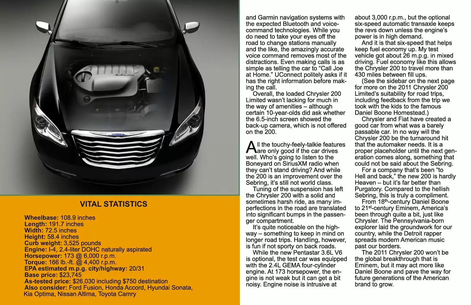 Automotive Traveler Magazine: 2011 04 2011 Chrysler 200 Limited Page 4