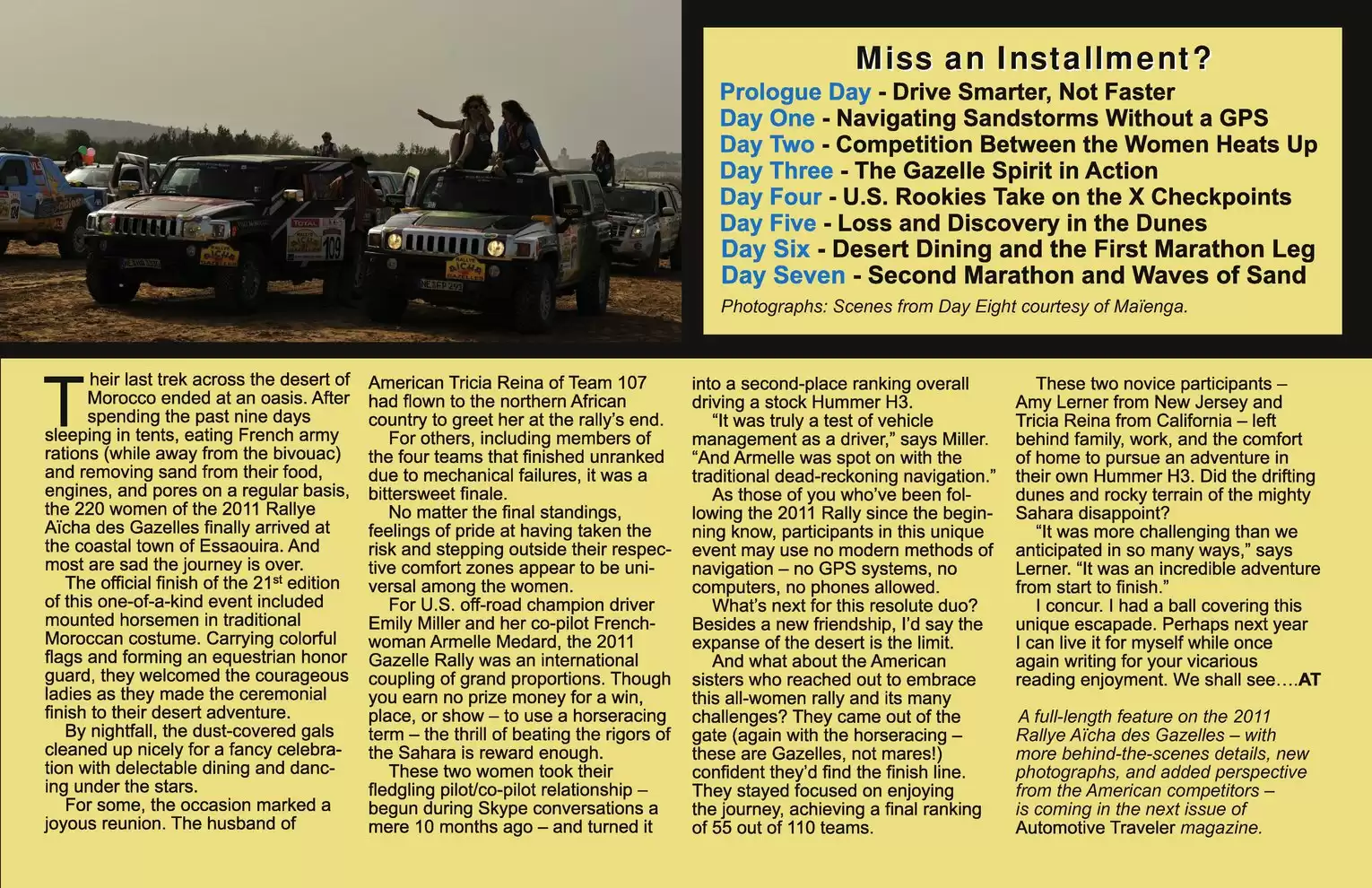 Automotive Traveler Magazine: 2011 04 Gazelle Rally Day Eight Page 2