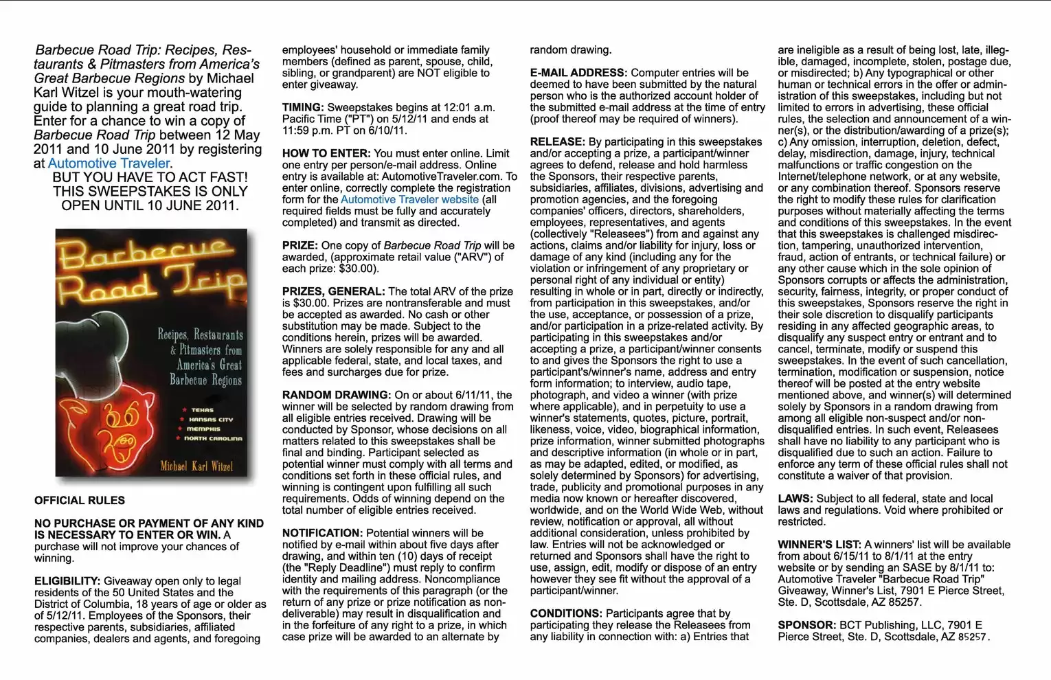 Automotive Traveler Magazine: 2011 05 Barbecue Road Trip Contest Page 1