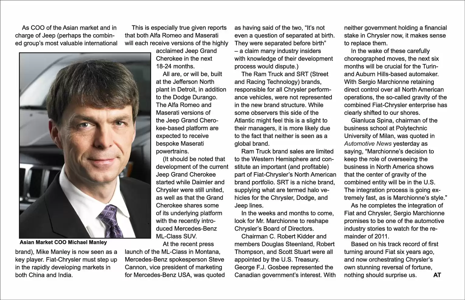 Automotive Traveler Magazine: 2011 07 Fiat-Chrysler Reorganization Page 3