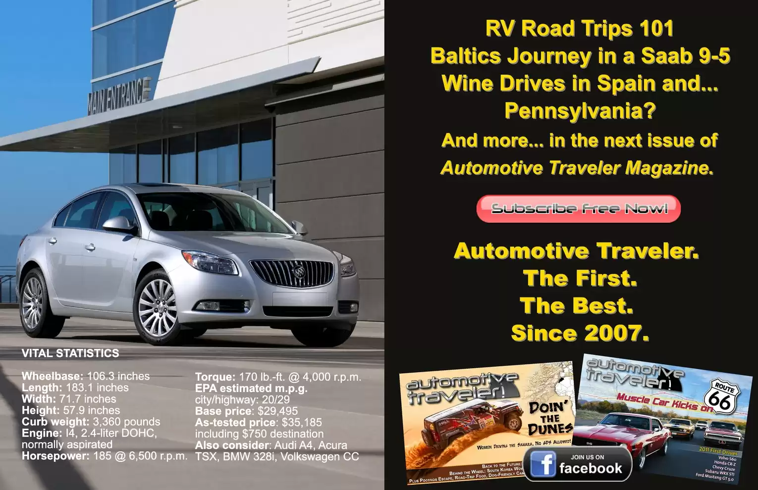 Automotive Traveler Magazine: 2011 08 2011 Buick Regal CXL Turbo Page 6