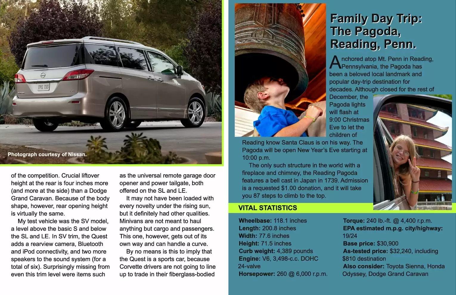 Automotive Traveler Magazine: 2011 12 2011 Nissan Quest SV Page 4