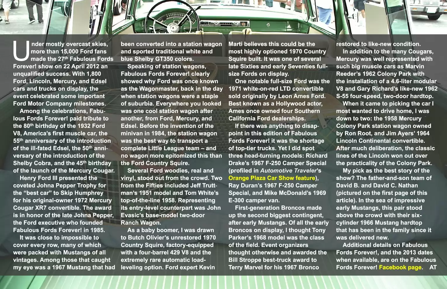 Automotive Traveler Magazine: 2012 04 2012 Fabulous Fords Show Page 2