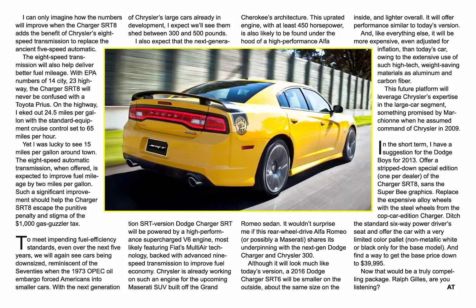 Automotive Traveler Magazine: 2012 09 2012 Dodge Charger SRT8 Super Bee Page 6