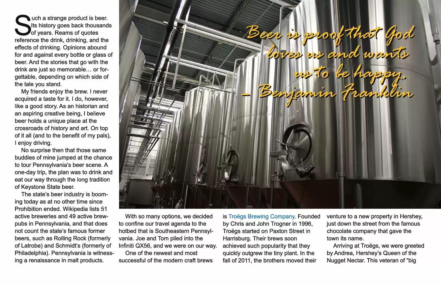 Automotive Traveler Magazine: 2013 01 Beer Tour Of Southeastern Pennsylvania Page 2
