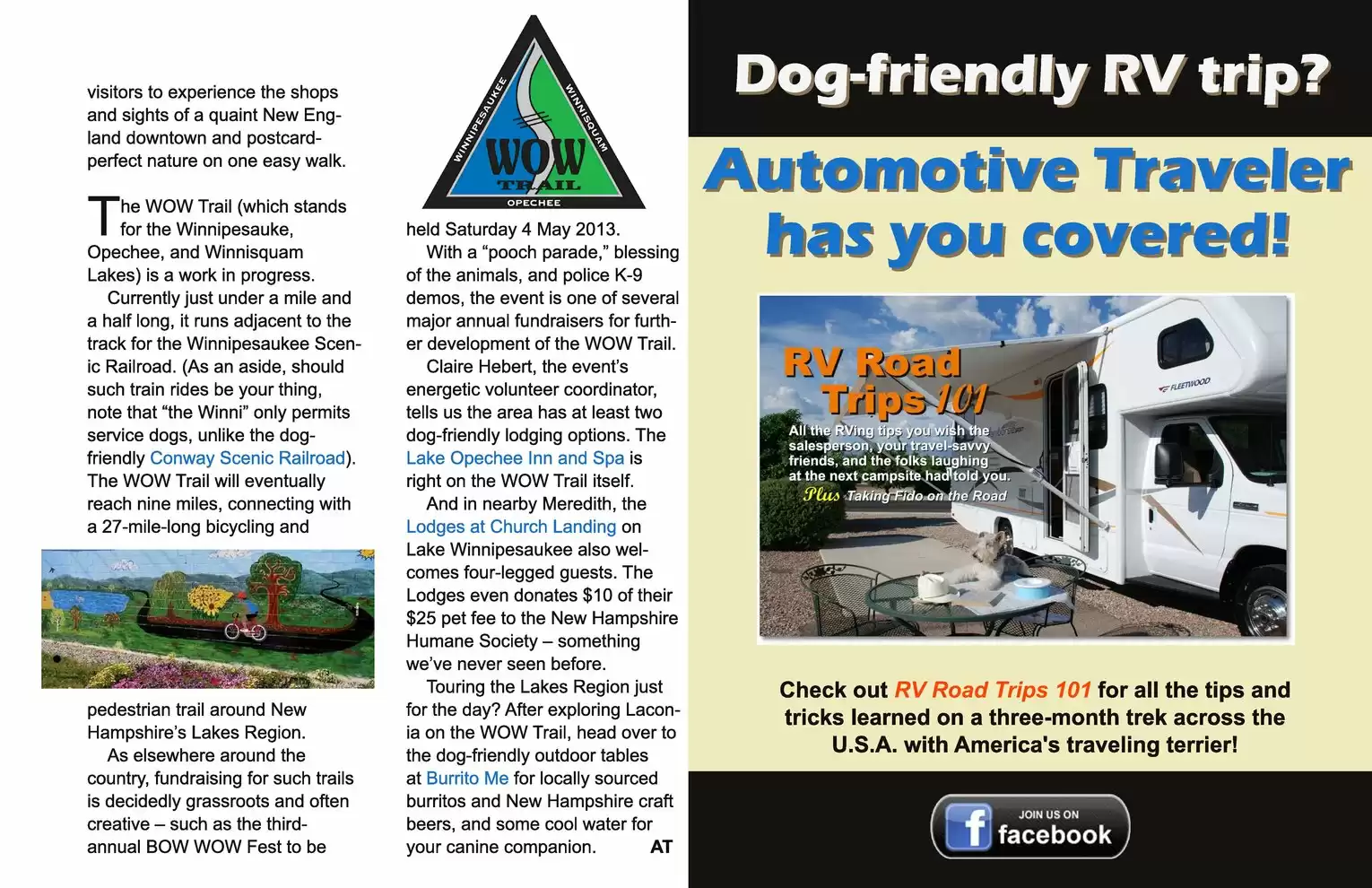 Automotive Traveler Magazine: 2013 05 New Hampshire Rail Trails Page 2